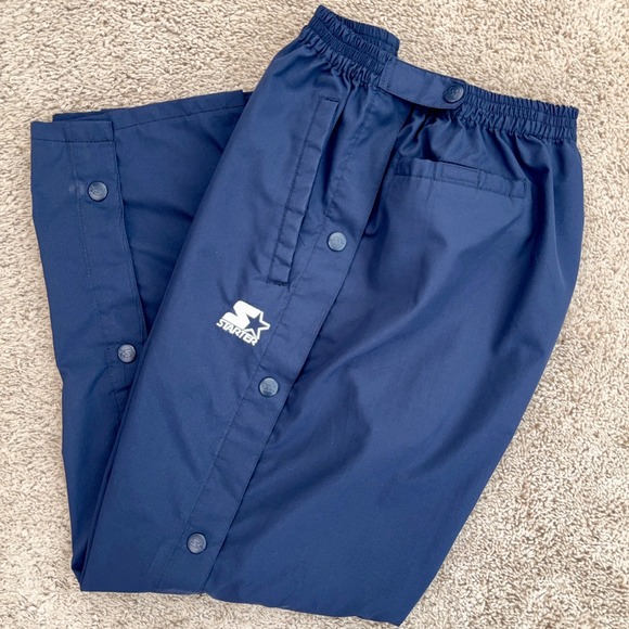 Vtg Starter Track Pants Mens L Navy Blue Breakaway Side Snap Basketball Y2K - Picture 1 of 14